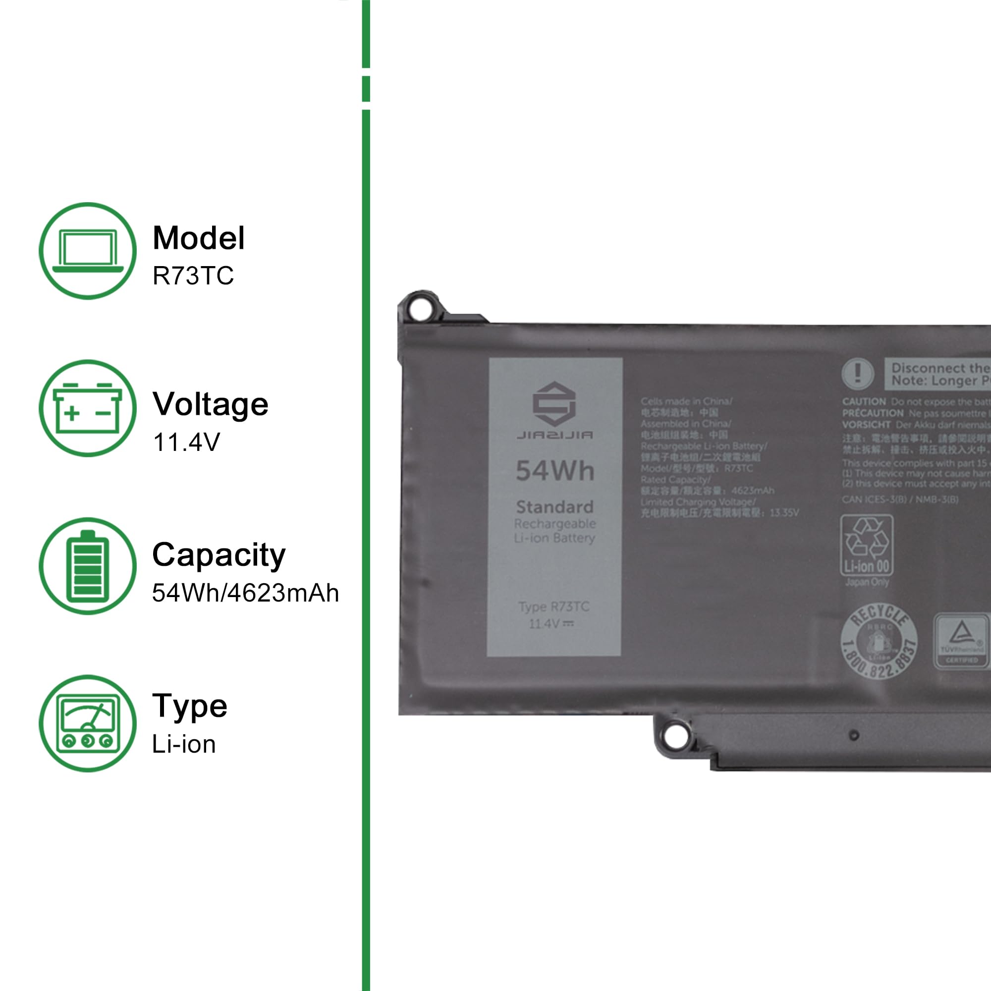 Amazon.com: JIAZIJIA R73TC Laptop Battery Replacement for Dell